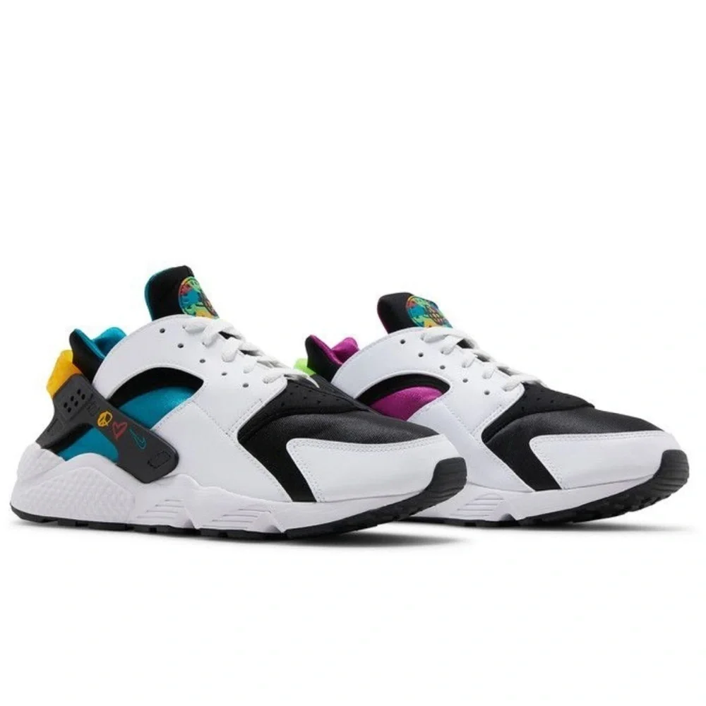 Nike Kids White Black Teal Purple Yellow Accent Sneakers